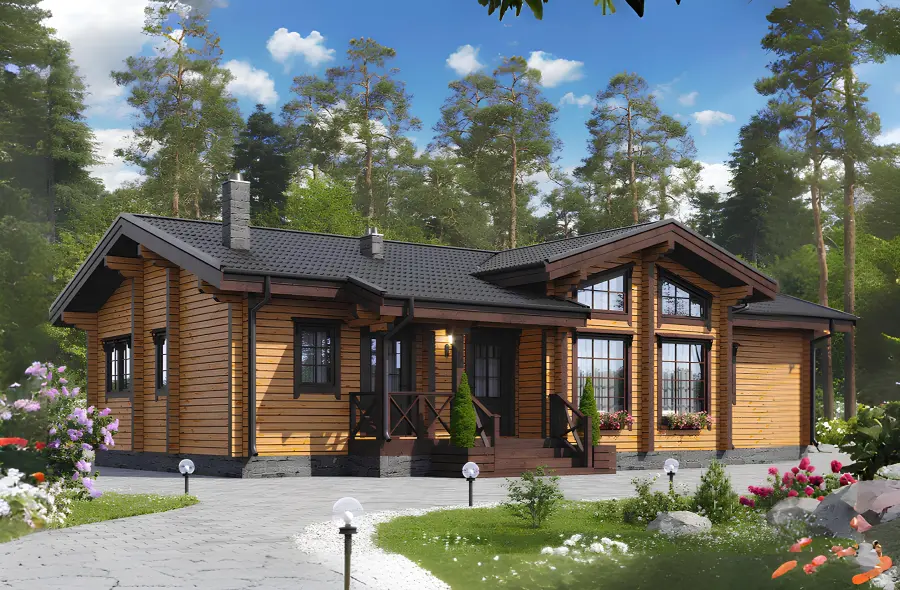 Одноэтажный дом из клееного бруса площадью 125 м² «Золотое руно»