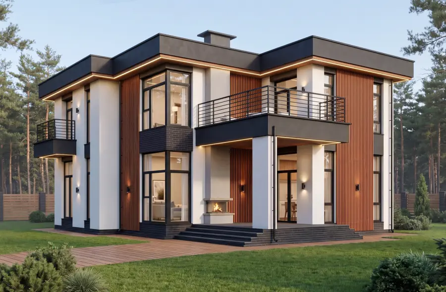 Двухэтажный дом из газобетона площадью 260 м² «Тесла»