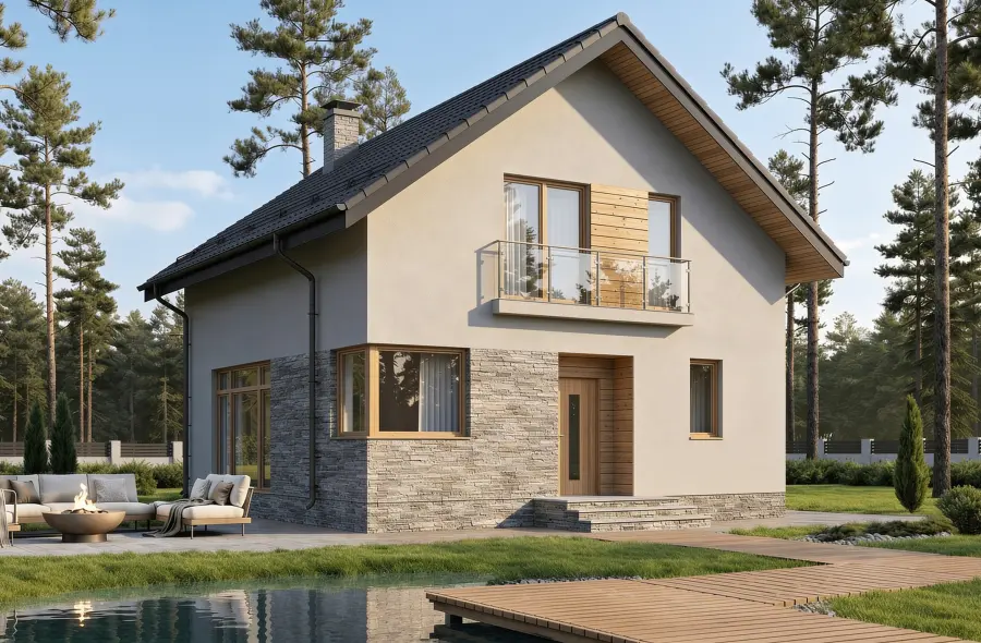 Двухэтажный дом из газобетона площадью 128 м² «Родопи»
