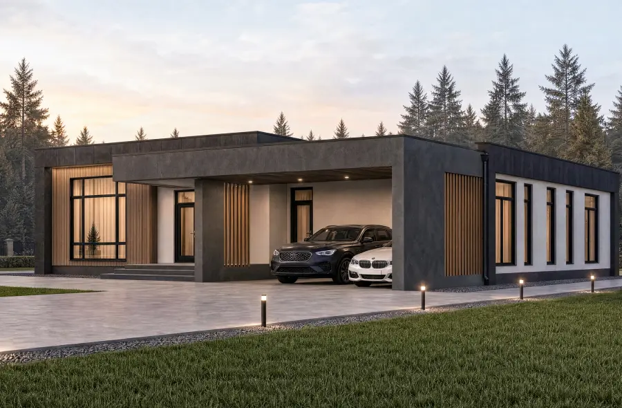 Одноэтажный дом из керамического блока Porotherm площадью 272 м² «Графит»