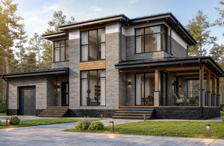 Двухэтажный дом из газобетона площадью 240 м² «Аврора»