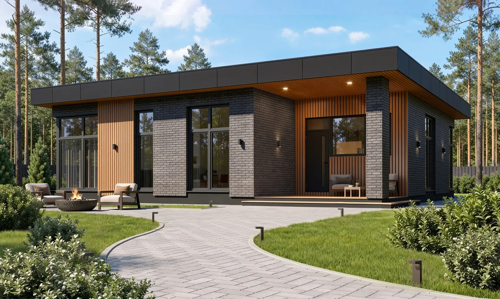 Одноэтажный дом из керамического блока Porotherm площадью 120 м² «Альба»