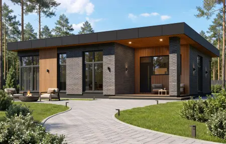 Одноэтажный дом из керамического блока Porotherm площадью 120 м² «Альба»