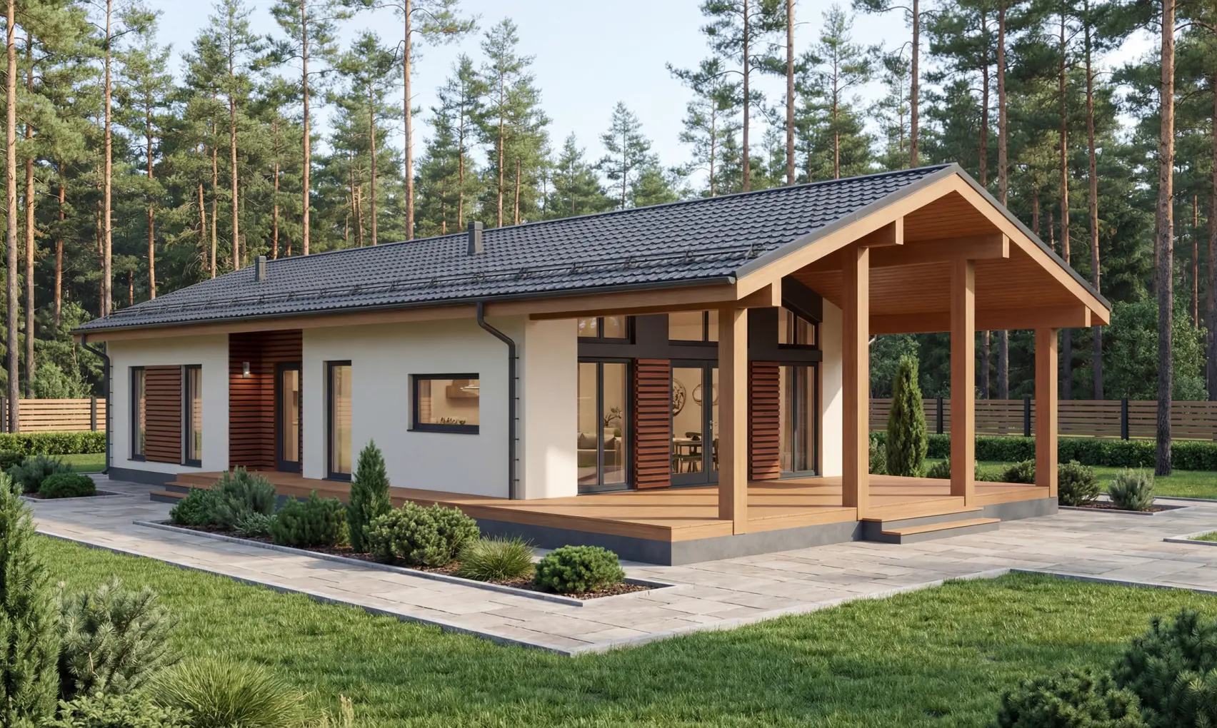 Одноэтажный дом из керамического блока Porotherm площадью 152 м² «Пента»