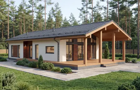 Одноэтажный дом из керамического блока Porotherm площадью 152 м² «Пента»