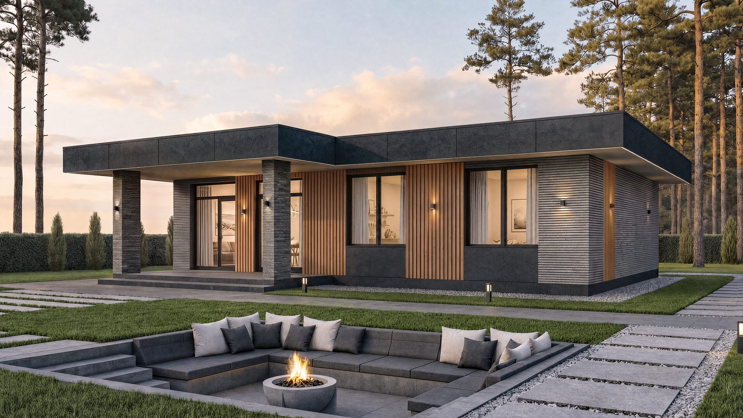 Проект Модерн Модерн — 134 м², 14×13.35 м